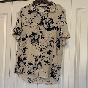 Denim & Flower Cream and Black Floral Shirt